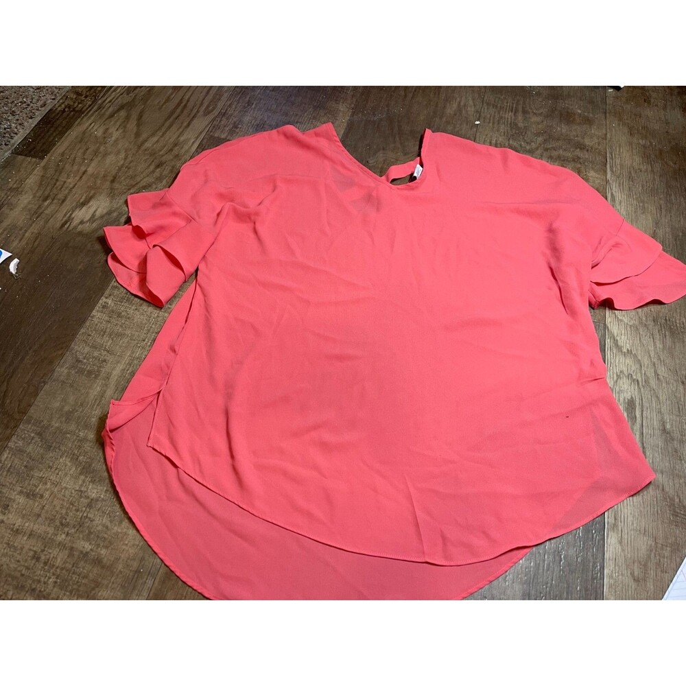 Jennie & Marlis Top Womens Size 1X Blouse Short Sleeve Light Pink